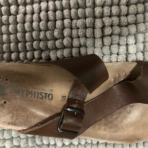 Mephisto Dark Brown Leather Slides